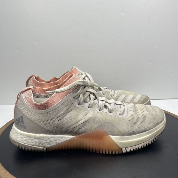 Adidas Trainer Sneakers Women Size 8.5 Boost Gray‎ Pink Crazy Train Elite Cross - Picture 1 of 11